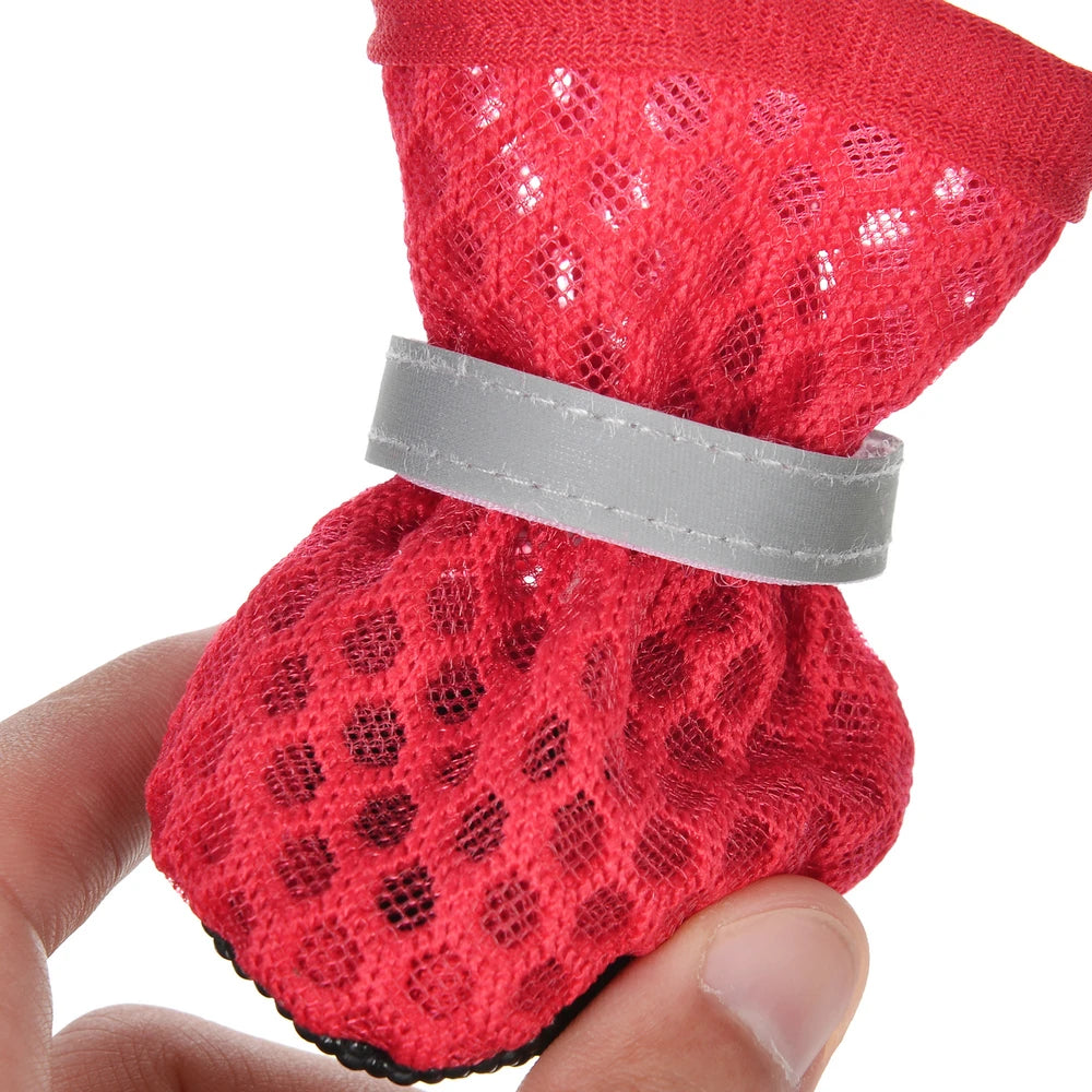 Cooling Dog Shoes for Small Medium Dogs Cat Non-Slip Breathable Reflective 4pc/Set Puppy Boots Sneaker Pug Chihuahua Pet Suplies