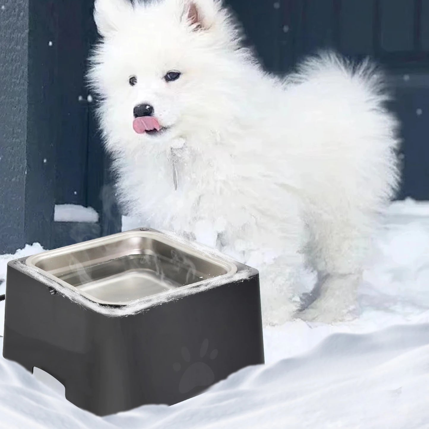 3.2L Large Capacity Heated Water Bowl for Dog Outdoor Heated Dog Bowl with Chew Resistant Power Cord, Waterproof Bowl in Winter