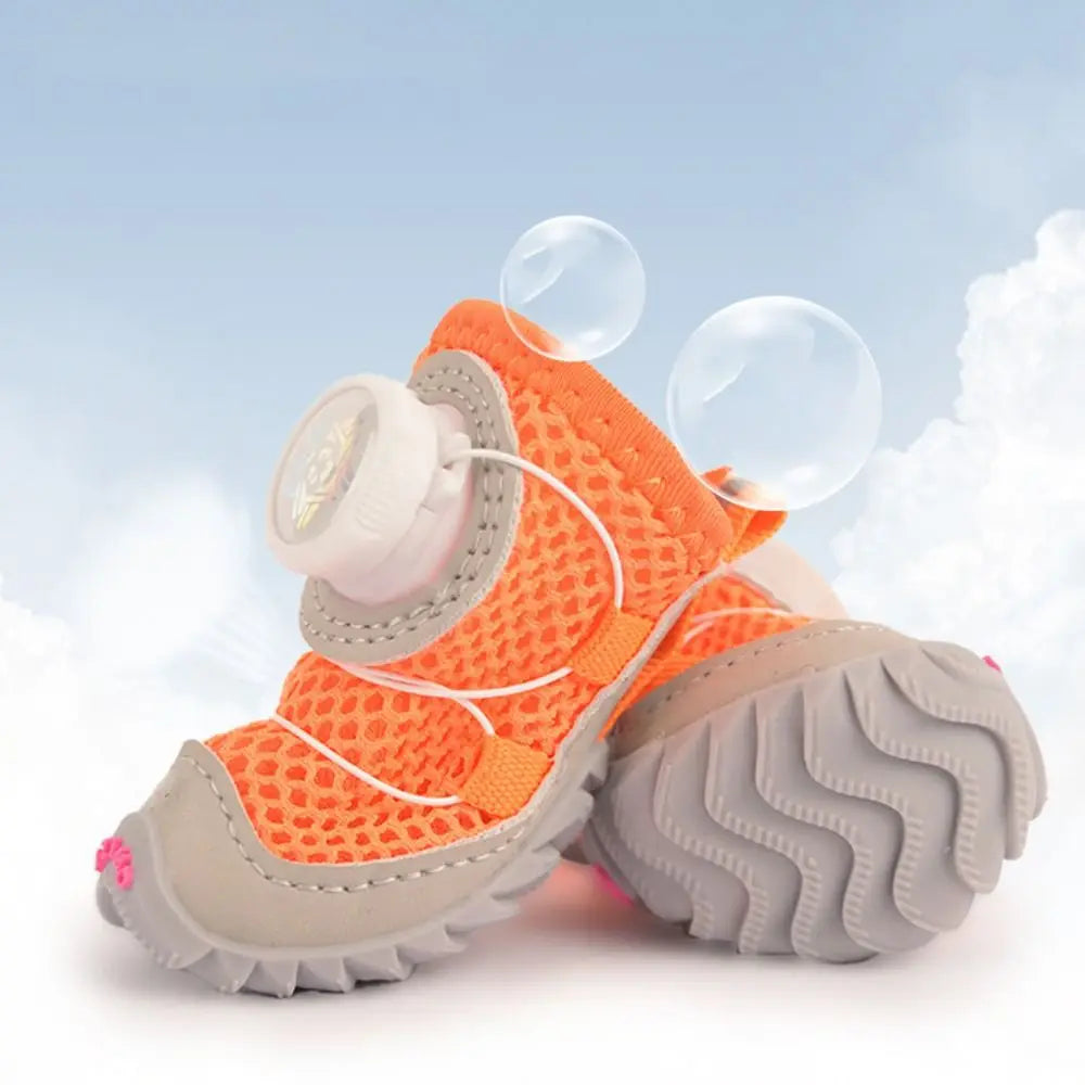 4pcs/set Regulable Breathable Dog Mesh Shoes Adjustable Reflective Pet Boots Soft Sole Anti-slip Dog Footwear Small Dogs