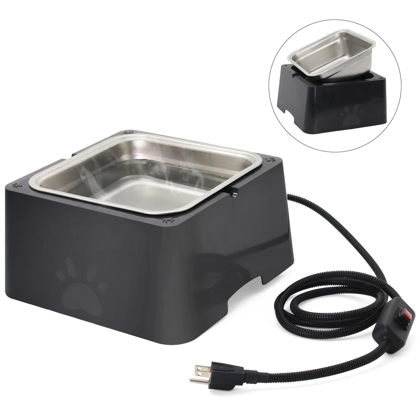 3.2L Large Capacity Heated Water Bowl for Dog Outdoor Heated Dog Bowl with Chew Resistant Power Cord, Waterproof Bowl in Winter
