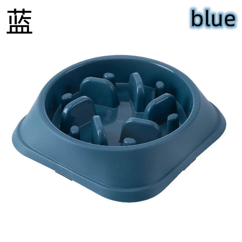 Pet Cat or Dog Slow Food Bowl Fat Help Healthy Round Anti-choking Thickened And Non-slip Multiple Colors Shapes