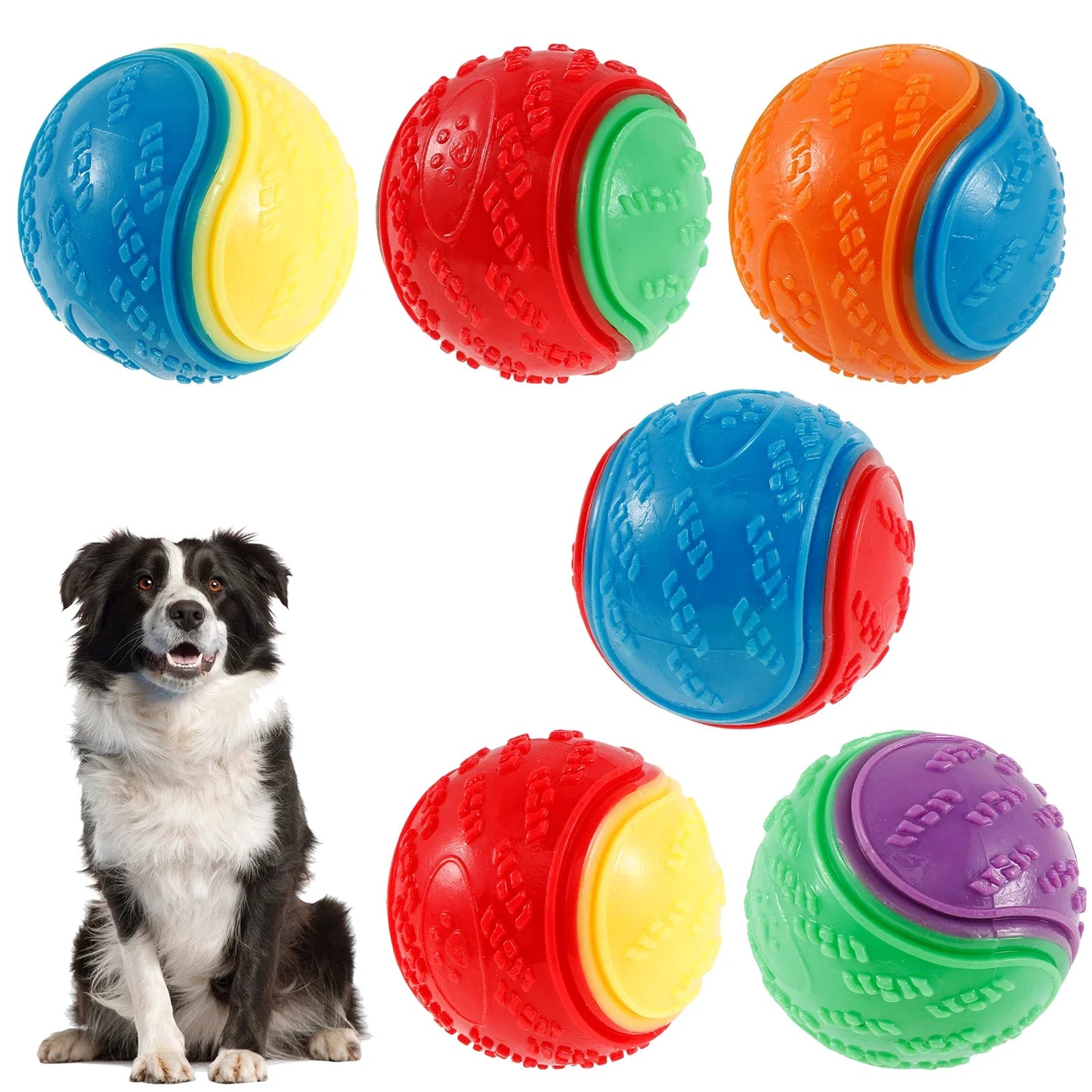 1Pcs Squeaky Balls Toys Dogs Interactive Toys TPR Dog Chew Toy for Dog Pet Teeth Cleaning Bite Resistance  Pet Supplies