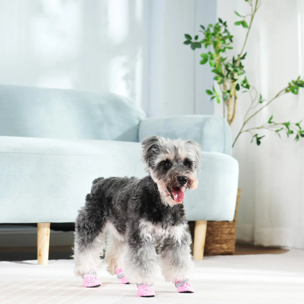 Cooling Dog Shoes for Small Medium Dogs Cat Non-Slip Breathable Reflective 4pc/Set Puppy Boots Sneaker Pug Chihuahua Pet Suplies