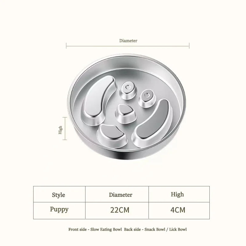 Stainless Steel Dog Slow Feeder Food Bowl, Metal Non-Slip Lick Plate,Puzzle Maze Dish for Small & Medium Sized Breeds