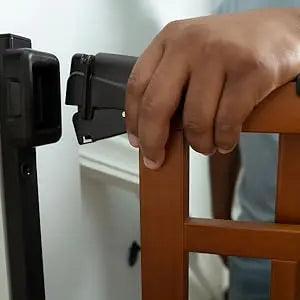 Wood Banister & Stair Safety Pet and Baby Gate, 32"-48" Wide, 33" Tall, Install Banister to Banister or Wall, Wall in Doorway