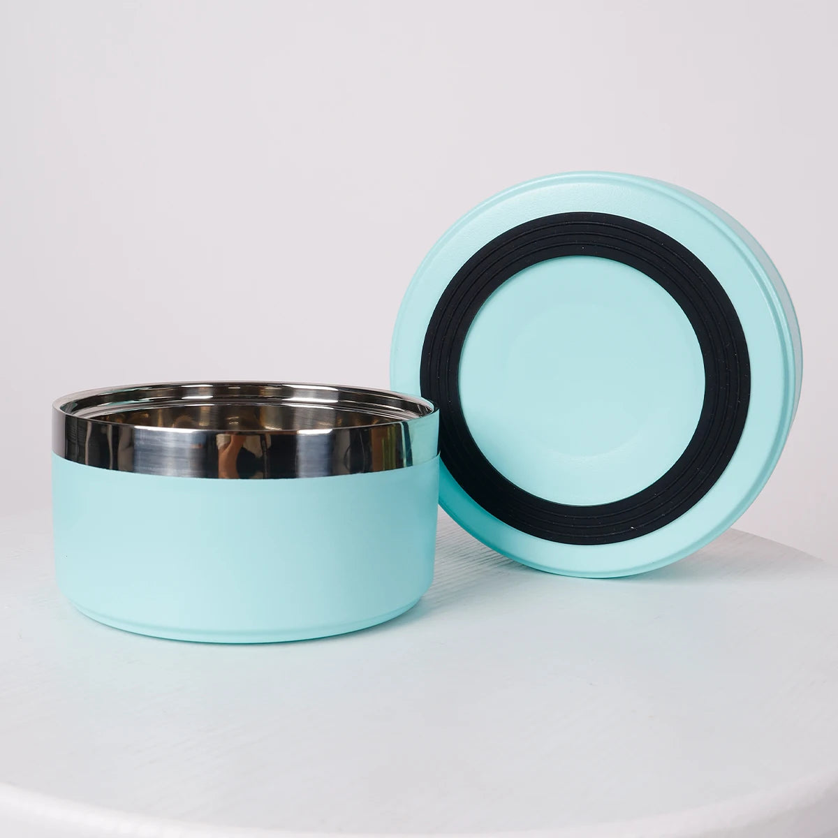 1PC Round Thickened Stainless Steel Dog Bowl, Stylish Solid Color, Non-slip Cat And Dog Pet Bowl, Suitable For Indoor And Outdoo