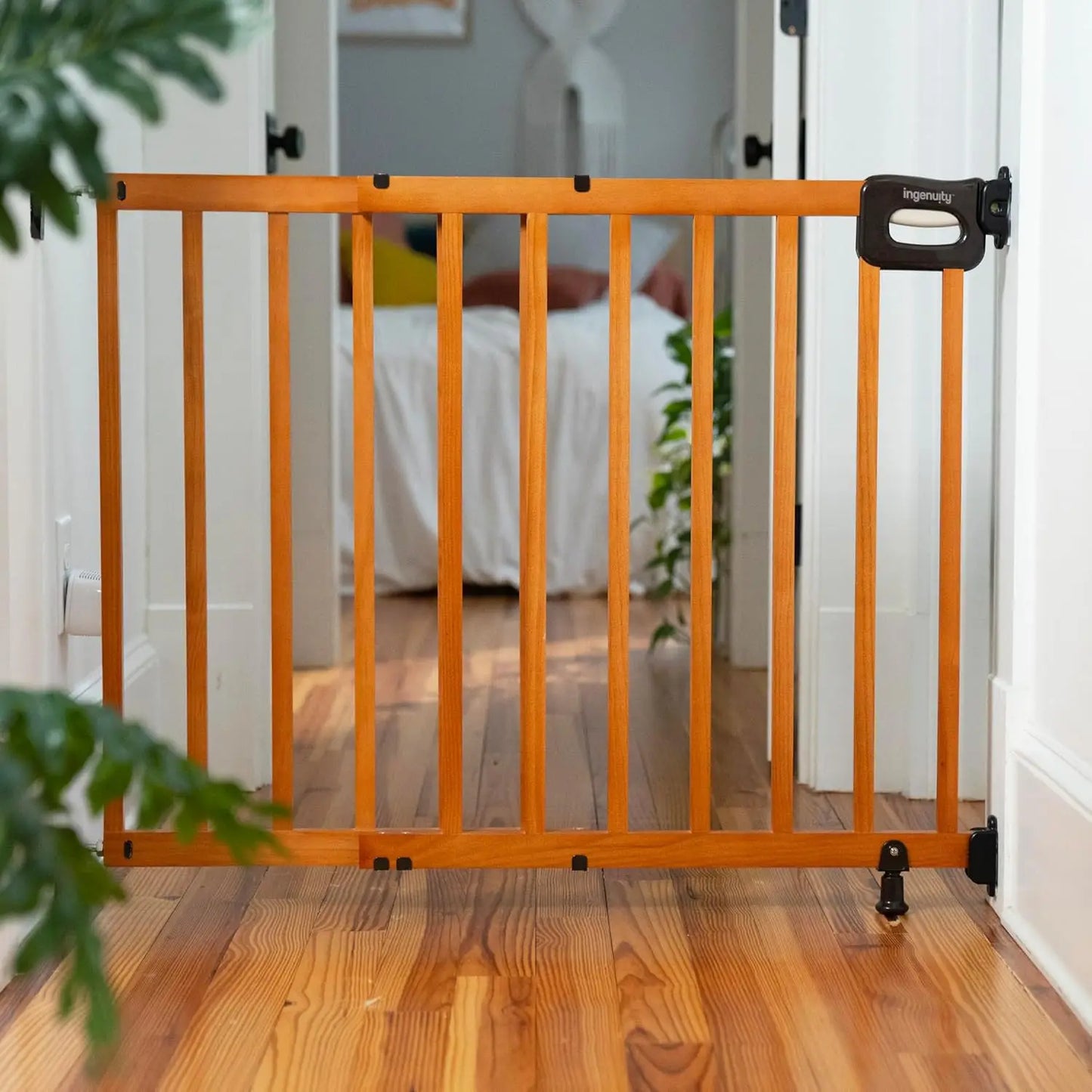 Wood Banister & Stair Safety Pet and Baby Gate, 32"-48" Wide, 33" Tall, Install Banister to Banister or Wall, Wall in Doorway