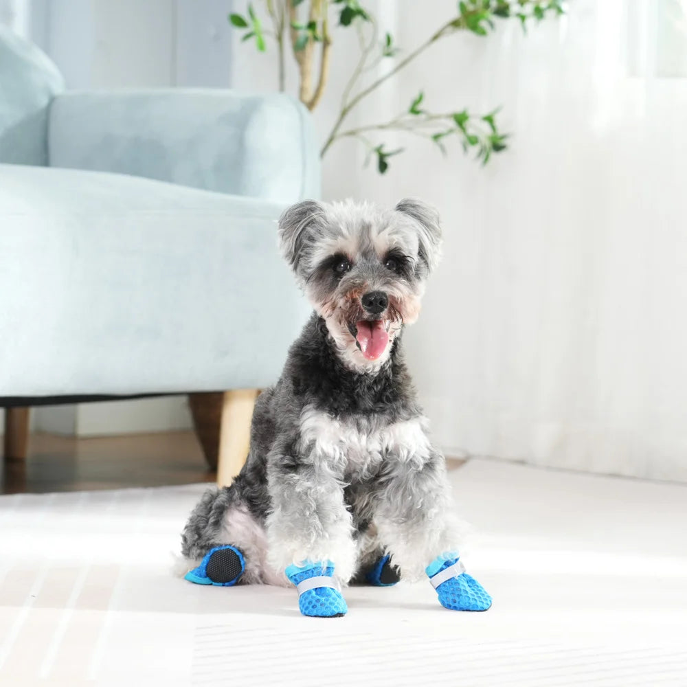 Cooling Dog Shoes for Small Medium Dogs Cat Non-Slip Breathable Reflective 4pc/Set Puppy Boots Sneaker Pug Chihuahua Pet Suplies