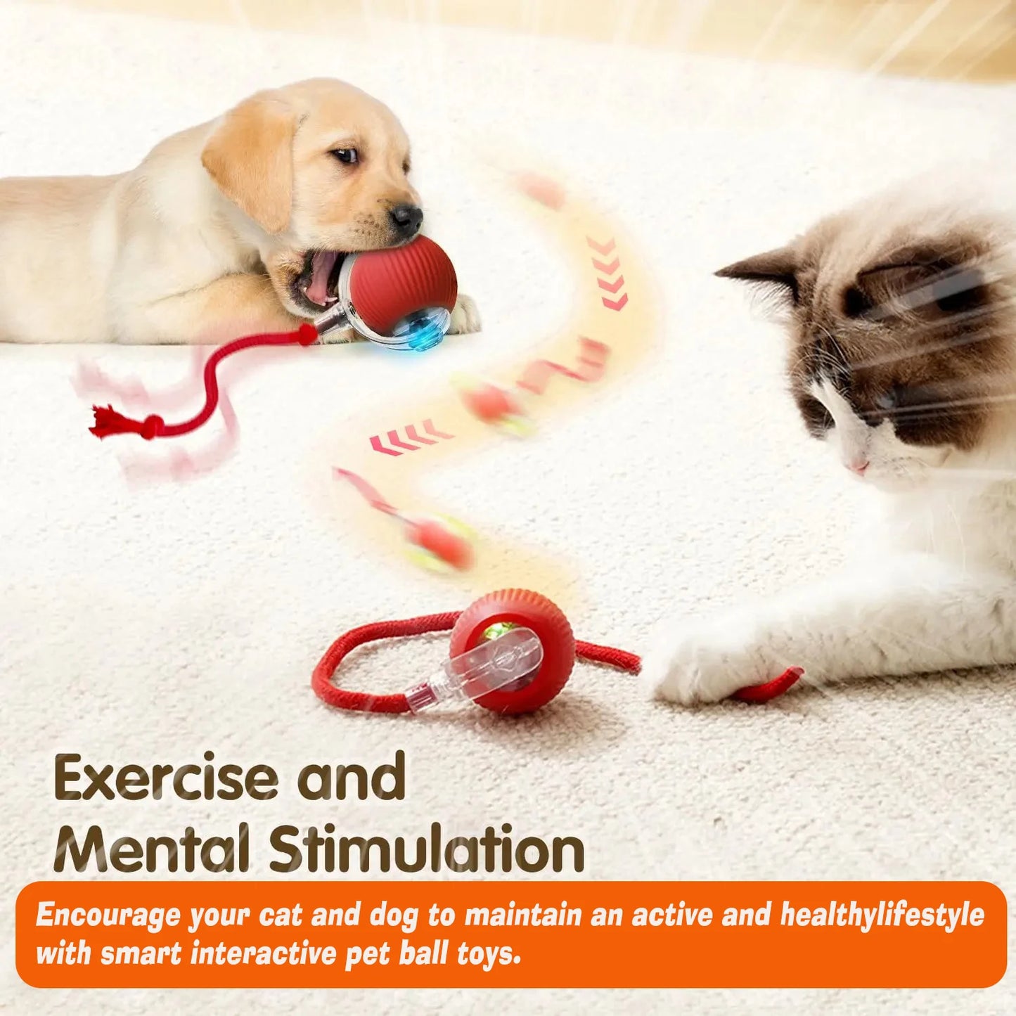 New Dog Interactive Ball Toy,Automatic Rolling Dog Ball Rechargeable,Smart Puppy Interactive Toy,Intelligent Balls Toy for Dogs