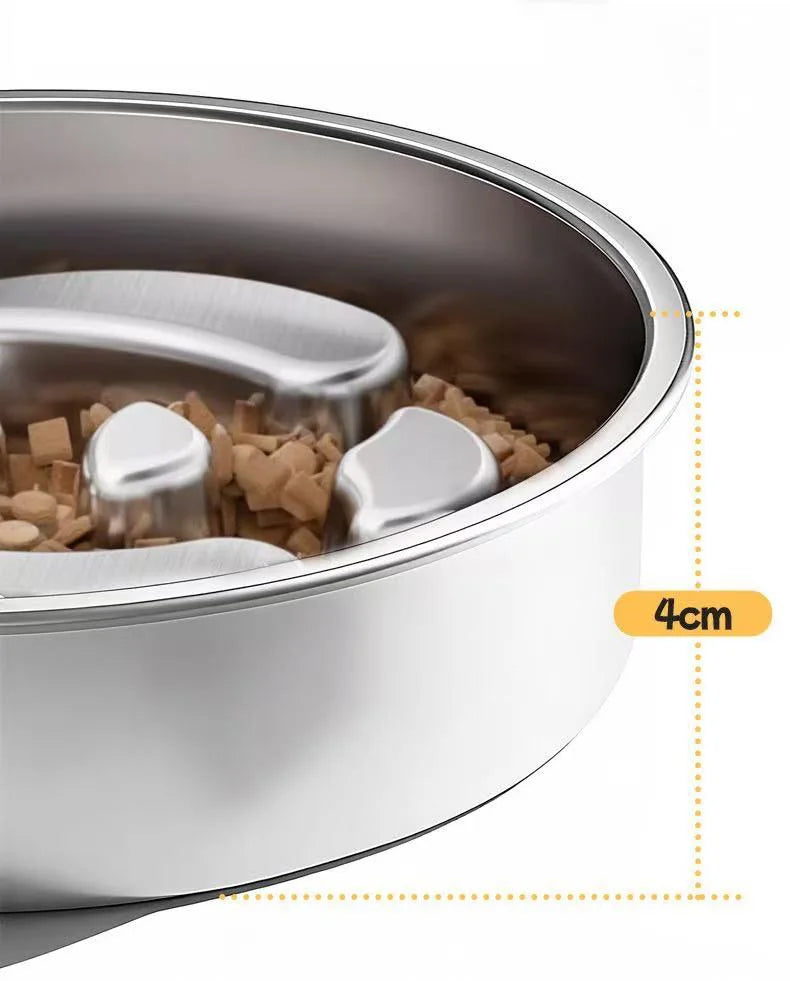 Stainless Steel Dog Slow Feeder Food Bowl, Metal Non-Slip Lick Plate,Puzzle Maze Dish for Small & Medium Sized Breeds