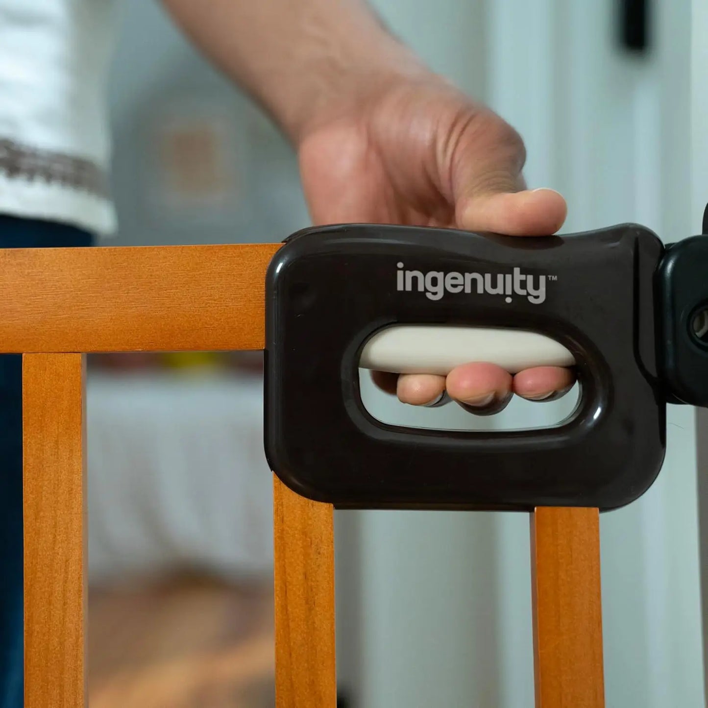 Wood Banister & Stair Safety Pet and Baby Gate, 32"-48" Wide, 33" Tall, Install Banister to Banister or Wall, Wall in Doorway