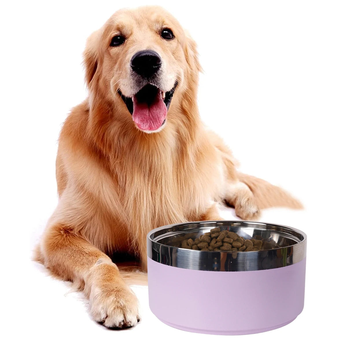 1PC Round Thickened Stainless Steel Dog Bowl, Stylish Solid Color, Non-slip Cat And Dog Pet Bowl, Suitable For Indoor And Outdoo