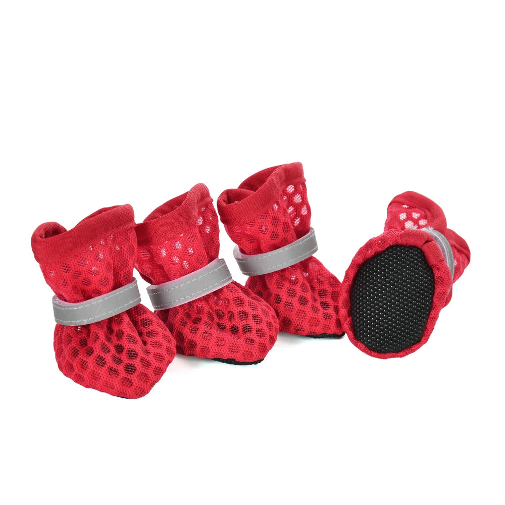 Cooling Dog Shoes for Small Medium Dogs Cat Non-Slip Breathable Reflective 4pc/Set Puppy Boots Sneaker Pug Chihuahua Pet Suplies