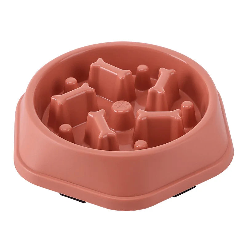 Pet Cat or Dog Slow Food Bowl Fat Help Healthy Round Anti-choking Thickened And Non-slip Multiple Colors Shapes