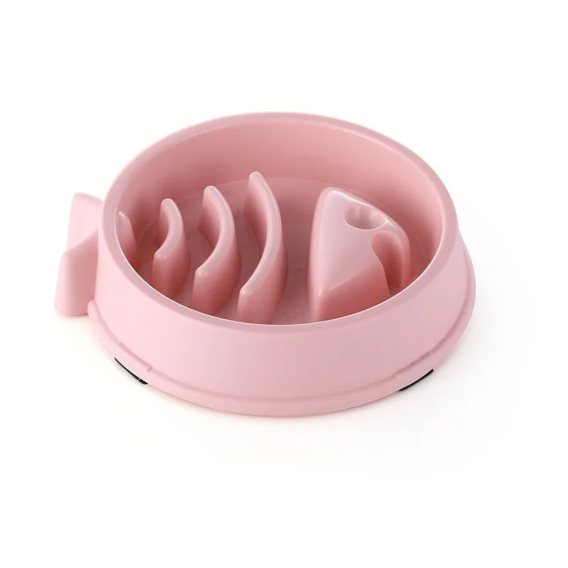 Pet Cat or Dog Slow Food Bowl Fat Help Healthy Round Anti-choking Thickened And Non-slip Multiple Colors Shapes