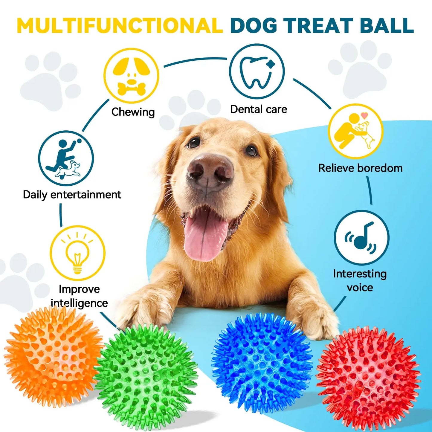 3/6Pcs Squeaky Dog Ball Toys,Dog Chew Balls for Boredom, Floatable Pool Dog Toys,Puppy Teeth Cleaning Toys for Small Medium Dogs