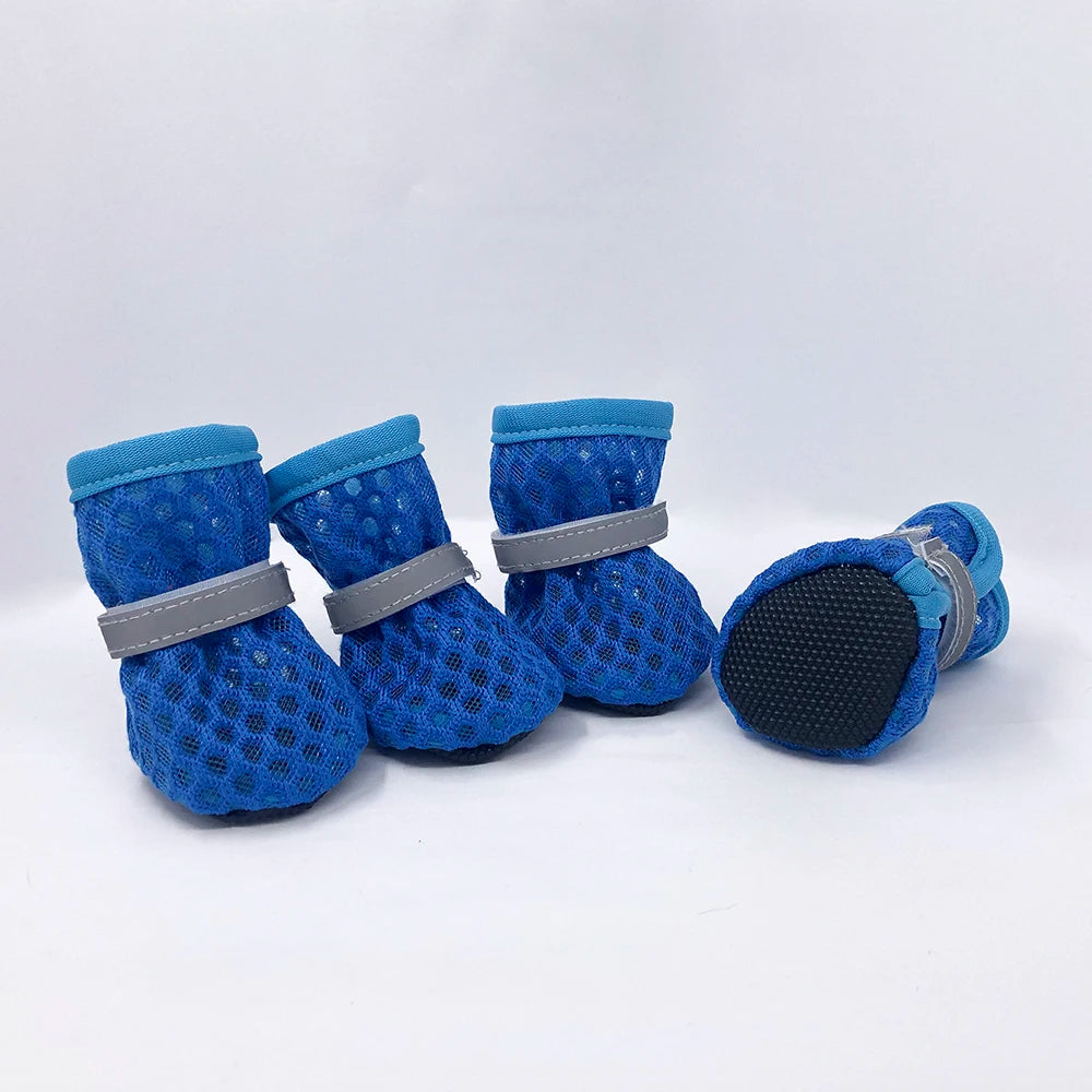 Cooling Dog Shoes for Small Medium Dogs Cat Non-Slip Breathable Reflective 4pc/Set Puppy Boots Sneaker Pug Chihuahua Pet Suplies
