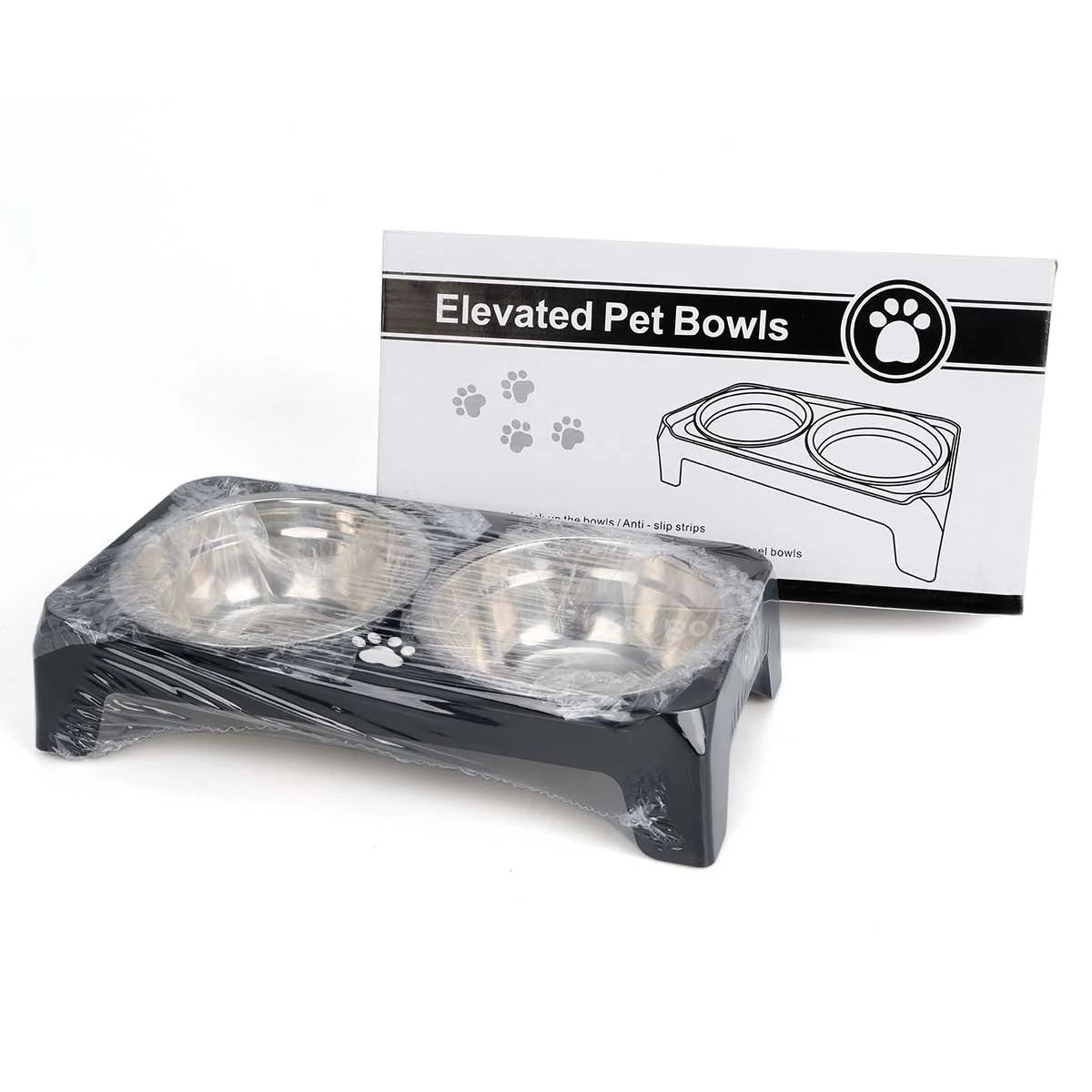 Single box packaging. Pet neck support double bowls - Easy to clean, with anti-slip pads, detachable, pet bowls, pet supplies